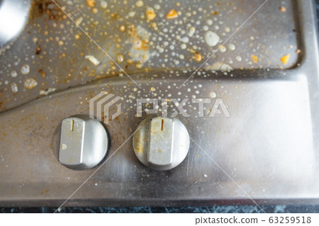 Washing process of gas cooker.Close-up of dirty 63259518