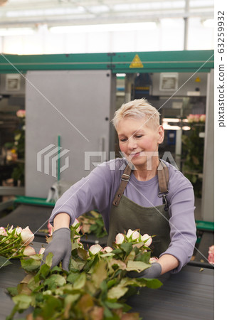 Gardener sorting flowers 63259932