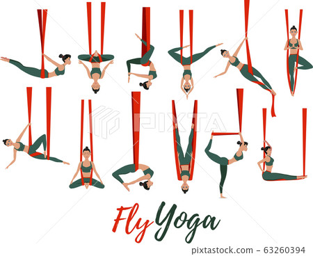 Beautiful girl wearing sportwear doing fly yoga Beautiful girl wearing sportwear doing fly yoga 63260394