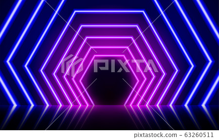 Neon glowing lines, magic energy space light concept, abstract background design 63260511