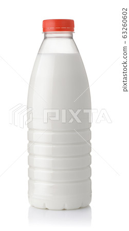 Front view of plastic one liter milk bottle Front view of plastic one liter milk bottle 63260602