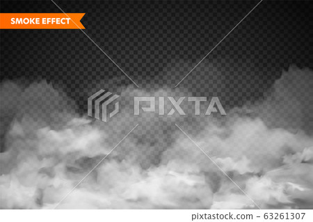 Realistic fog, mist effect. Smoke isolated on transparent background. Vector vapor in air, steam 63261307