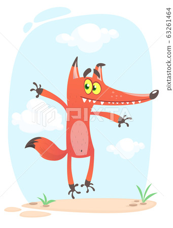 Cartoon funny fox. Vector illustration isolated 63261464