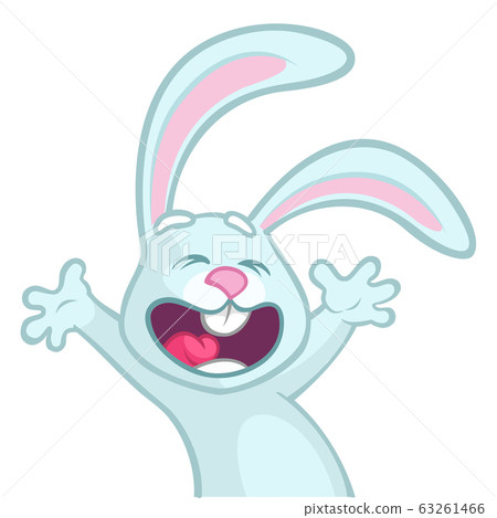 Cute cartoon blue bunny rabbit character dancing - Stock Illustration  [63261466] - PIXTA