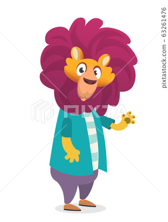 Funny cartoon lion character wearing clothes - Stock Illustration  [63261476] - PIXTA