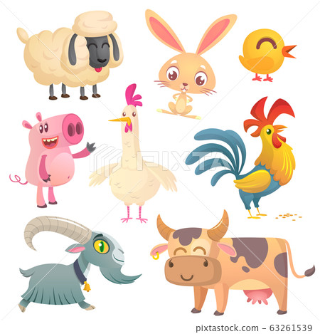 Collection of cartoon farm animals. Vector set-插圖素材 [63261539] - PIXTA圖庫