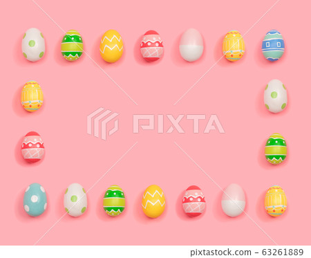 Rectangular frame of Easter eggs Rectangular frame of Easter eggs 63261889