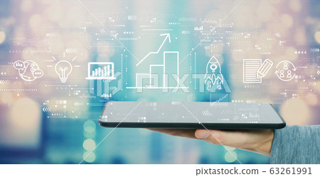 Business growth analysis with tablet computer 63261991