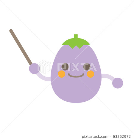 Pointing stick eggplant smile Pointing stick eggplant smile 63262972