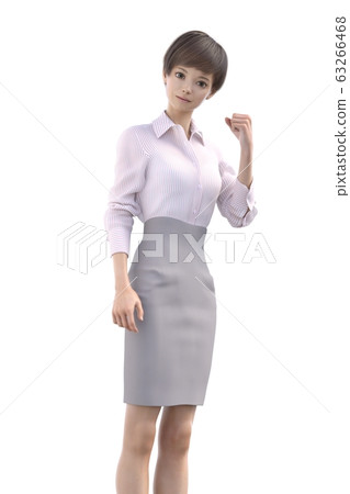Woman in uniform perming3DCG illustration material 63266468