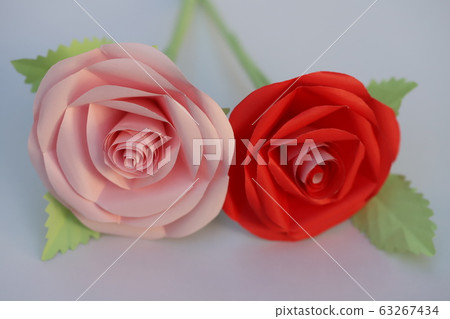 Pink and red rose flower made of origami Pink and red rose flower made of origami 63267434