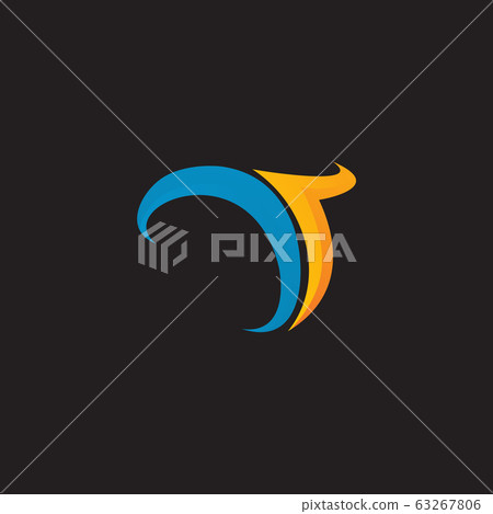 T letter initial logo design with gradient color - Stock Illustration ...