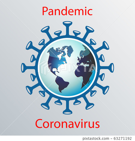 Blue coronavirus icon with globe. Asian flu emblem. Design element Blue coronavirus icon with globe. Asian flu emblem. Design element 63271192