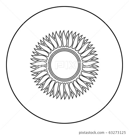 Sunflower flower Sun icon in circle round outline Sunflower flower Sun icon in circle round outline 63273125