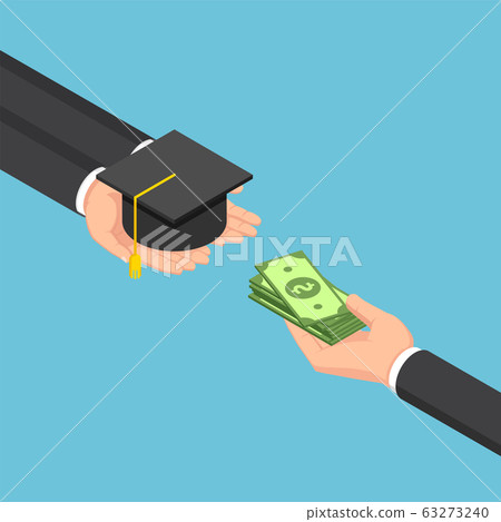 Isometric business hands exchanging between money Isometric business hands exchanging between money 63273240