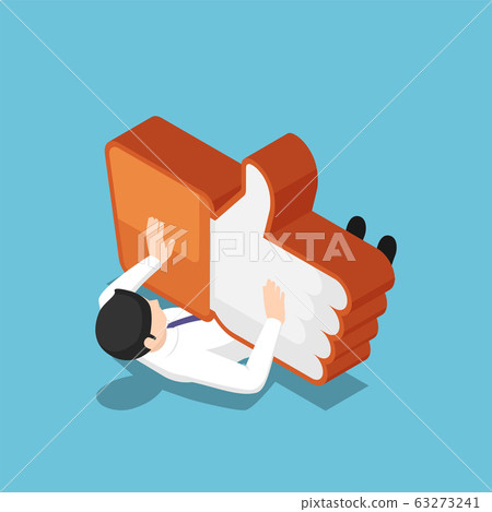 Isometric businessman being crushed by the like Isometric businessman being crushed by the like 63273241