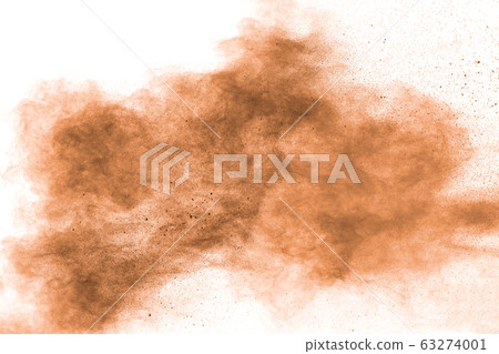 Freeze motion of brown powder exploding. Freeze motion of brown powder exploding. 63274001