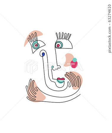 Abstract Face Of Man One Line Continuous Stock Illustration