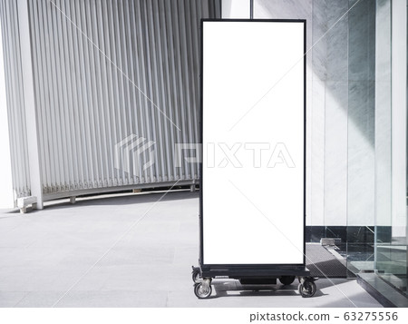 Mock up Signboard stand Blank banner Vertical sign Media outdoor building Mock up Signboard stand Blank banner Vertical sign Media outdoor building 63275556