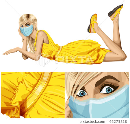 Woman with mask on her face Woman with mask on her face 63275818