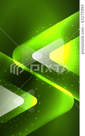 Glowing neon shiny transparent abstract geometric shapes with light effects. Techno futuristic vector abstract background For Wallpaper, Banner, Background, Card, Book Illustration, landing page 63275993
