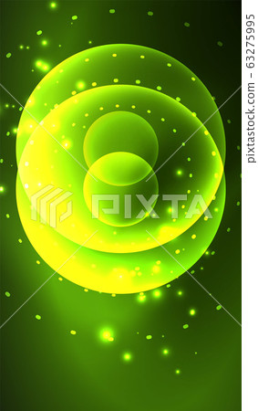 Glowing neon shiny transparent abstract geometric shapes with light effects. Techno futuristic vector abstract background For Wallpaper, Banner, Background, Card, Book Illustration, landing page 63275995