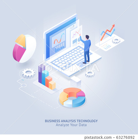 Business analysis technology isometric 63276892