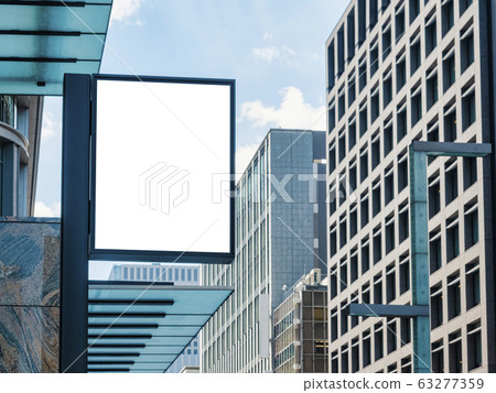 Mock up Signage Blank frame sign Exterior Building Mock up Signage Blank frame sign Exterior Building 63277359