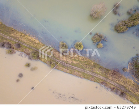 Dike in inundated floodplains Dike in inundated floodplains 63279749