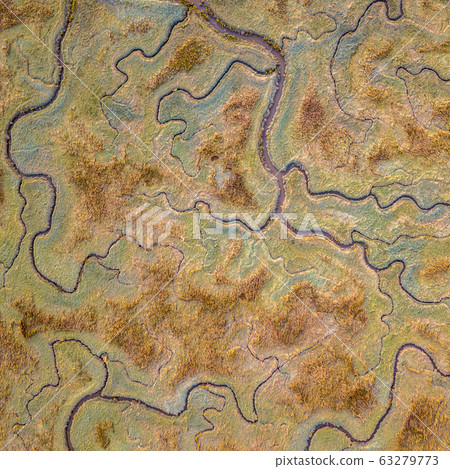 Aerial view of tidal marshland sq Aerial view of tidal marshland sq 63279773