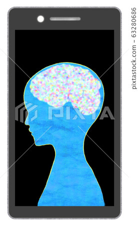 Anthropomorphic illustrations of smartphones and artificial intelligence AI 63280686