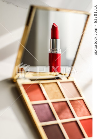 Make-up products on marble background, beauty and cosmetics Make-up products on marble background, beauty and cosmetics 63281316