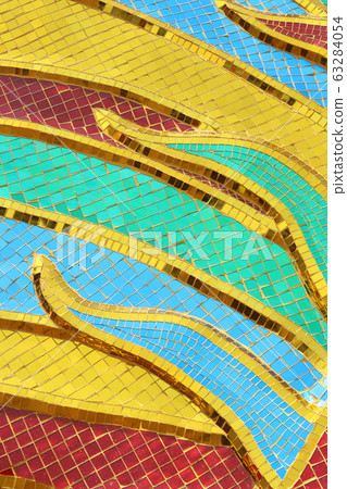 The walls are decorated with colorful glass 63284054