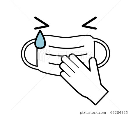 戴著面具的臉，手，咳嗽，打噴嚏，眼淚的插圖 63284525