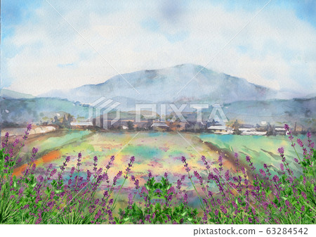 薰衣草田野山水畫 63284542