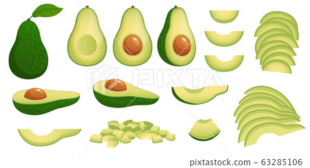 Cartoon Avocado Ripe Avocados Fruits Healthy Stock Illustration