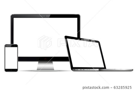 Computer monitor, laptop and mobile phone with blank screen Computer monitor, laptop and mobile phone with blank screen 63285925