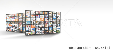 Television streaming, TV multimedia panels banner Television streaming, TV multimedia panels banner 63286121