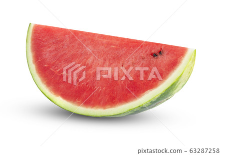 Slice of watermelon isolated on white background. 63287258