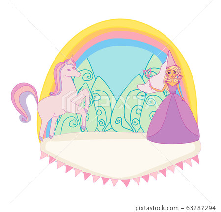 Unicorn and fairy - girlish icon, doodle Unicorn and fairy - girlish icon, doodle 63287294