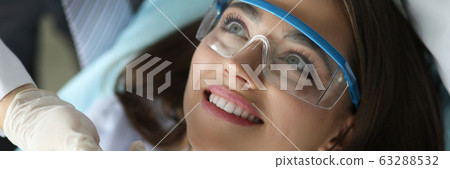 Pretty woman in special glasses mask Pretty woman in special glasses mask 63288532