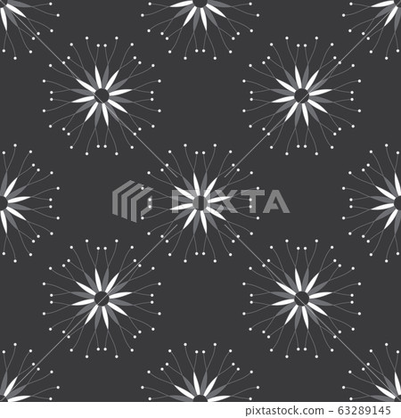 Night Snow-Geometric Modern Flowers Seamless repeat pattern background. Abstract snow flakes surface pattern design in black and white . Perfect for Fabric, Scrapbook, wallpaper 63289145
