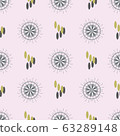 Metal Flowers-Geometric Modern Flowers Seamless repeat pattern background. Abstract flowers and shapes surface pattern design in grey,white and olive green . Perfect for Fabric, Scrapbook, wallpaper 63289148