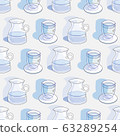 Water Jug and glass-Garden Tea Party, Seamless repeat pattern design. Fresh pattern background of delicate water Jug and glass in light blue and white. Perfect for fabric, Scrapbook,gift wrapping pape 63289254