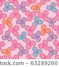 Lace Decor-Flowers in Bloom,Seamless Repeat Pattern. Colourful lace shapes Pattern Background. Surface Repeat Pattern Design in pink, purple blue and white . Perfect for Fabric, Scrap book, 63289260