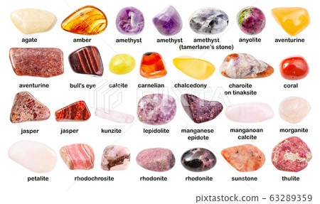 set of various gemstones with names isolated set of various gemstones with names isolated 63289359