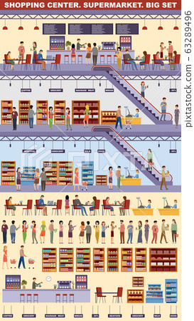 Shopping center. Supermarket. High-rise store. 63289496