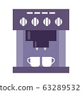 Coffee machine with cups on a white background. 63289532