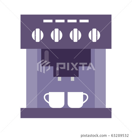 Coffee machine with cups on a white background. 63289532