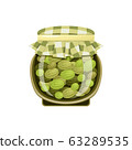 Jar of gooseberry jam on a white background 63289535